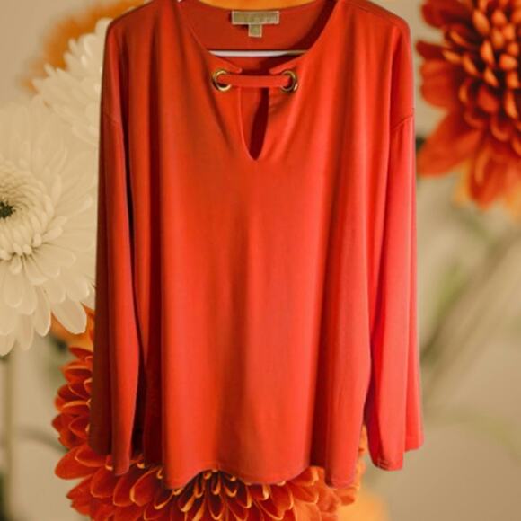 Michael Kors Medium long sleeve polyester blend stretch orange woman's blouse. - Picture 1 of 1